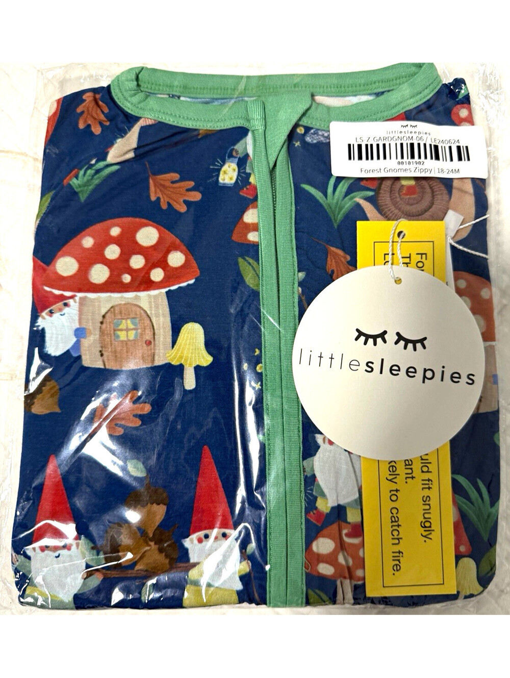 Little Sleepies Bamboo Zippy Sleeper 18-24 Months Forest Gnomes